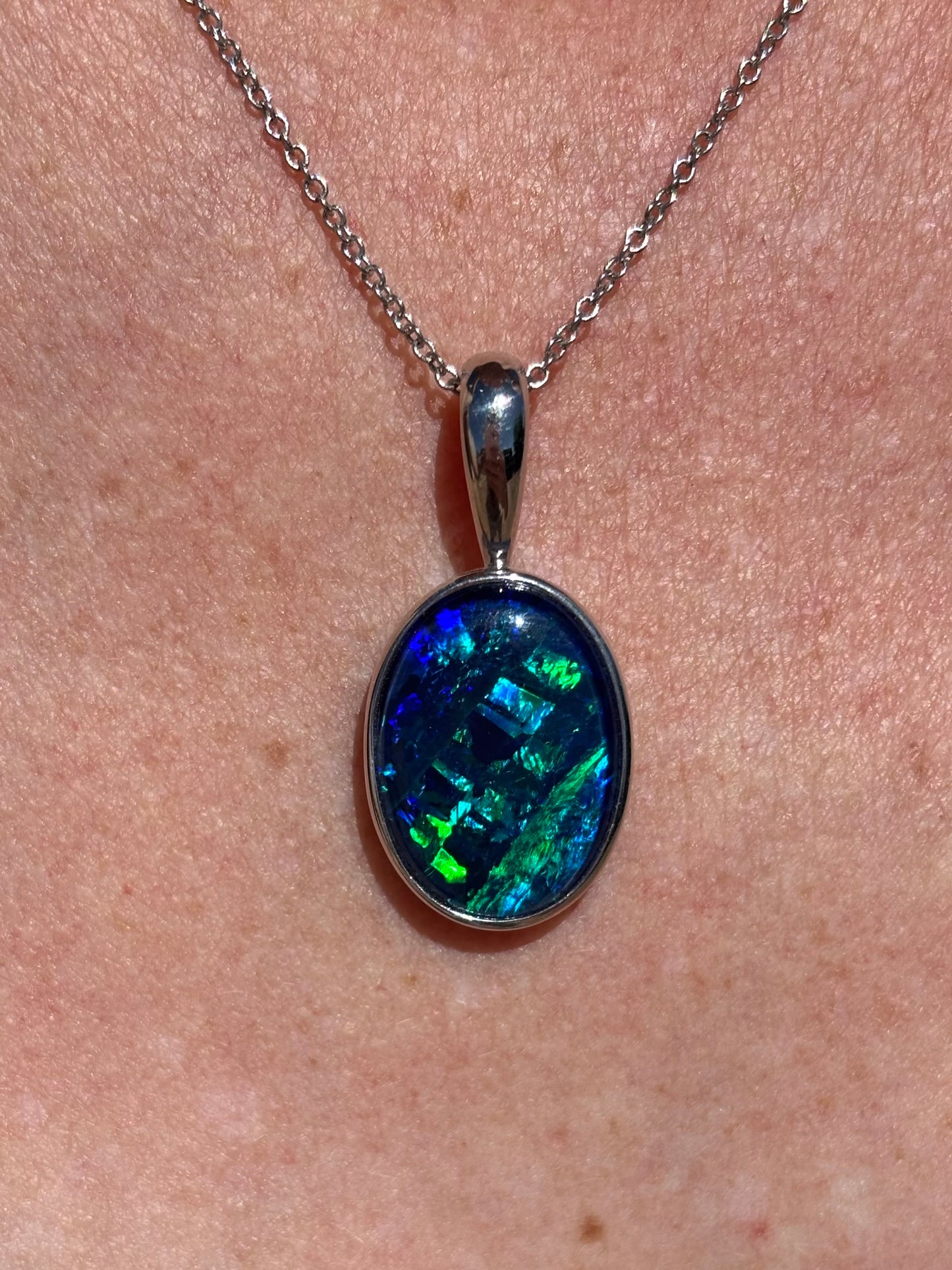 Streaky Blue Pendant - sterling silver
