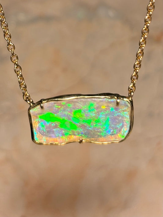 Ancient Wood Fossil Necklace - 18k gold