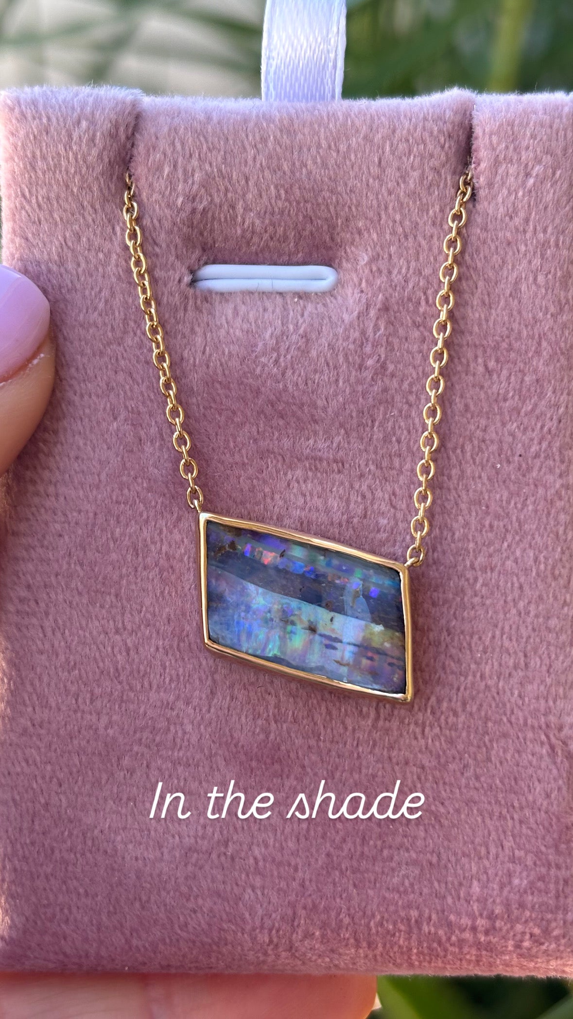 Rainbow Boulder Necklace - 9k gold