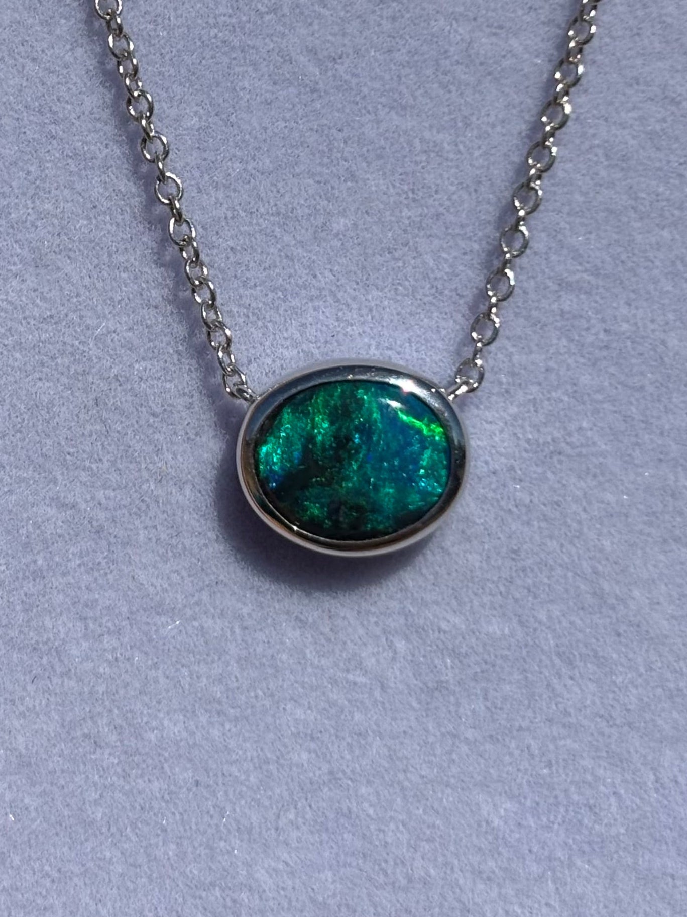 Black opal necklace - sterling silver