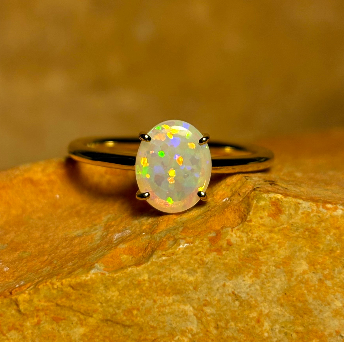 Birthday Sprinkles - 9k gold ring, size 8.5, Q 1/2