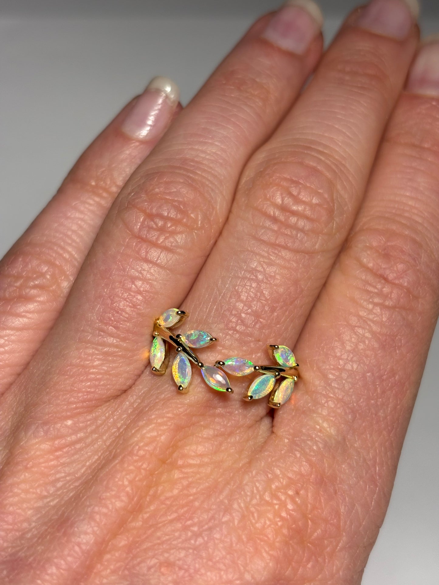 Opal Vine Ring - 9k, Size 8, Q