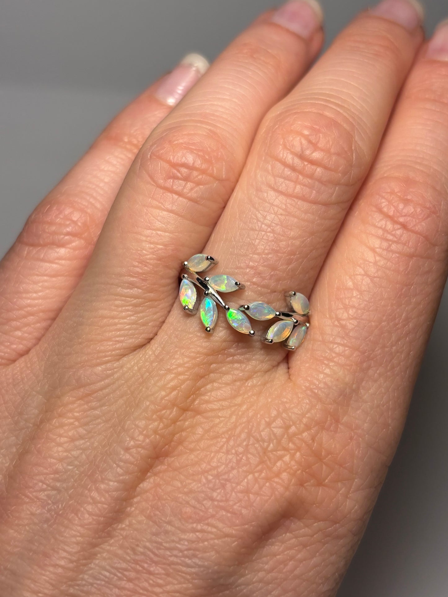 Opal Vine Ring - Sterling Silver, Size 6.75, N