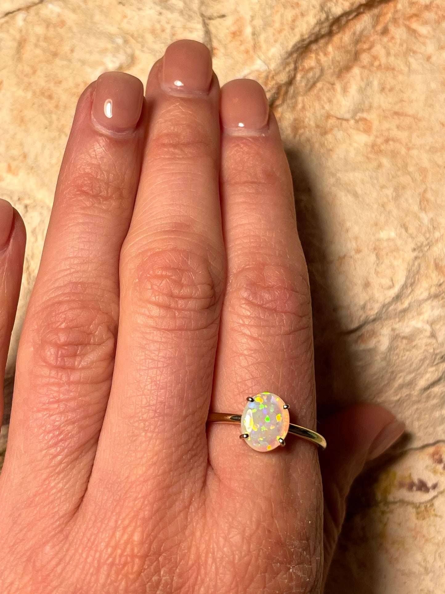 Birthday Sprinkles - 9k gold ring, size 8.5, Q 1/2