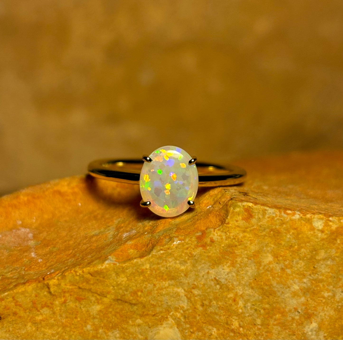 Birthday Sprinkles - 9k gold ring, size 8.5, Q 1/2