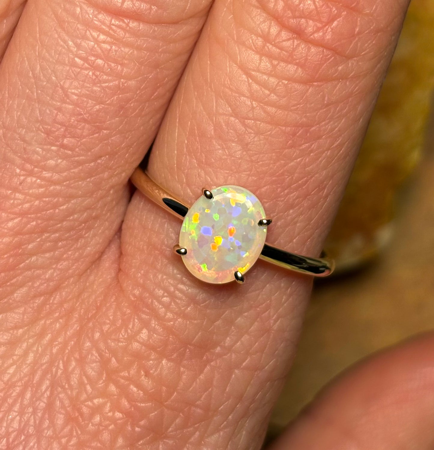 Birthday Sprinkles - 9k gold ring, size 8.5, Q 1/2