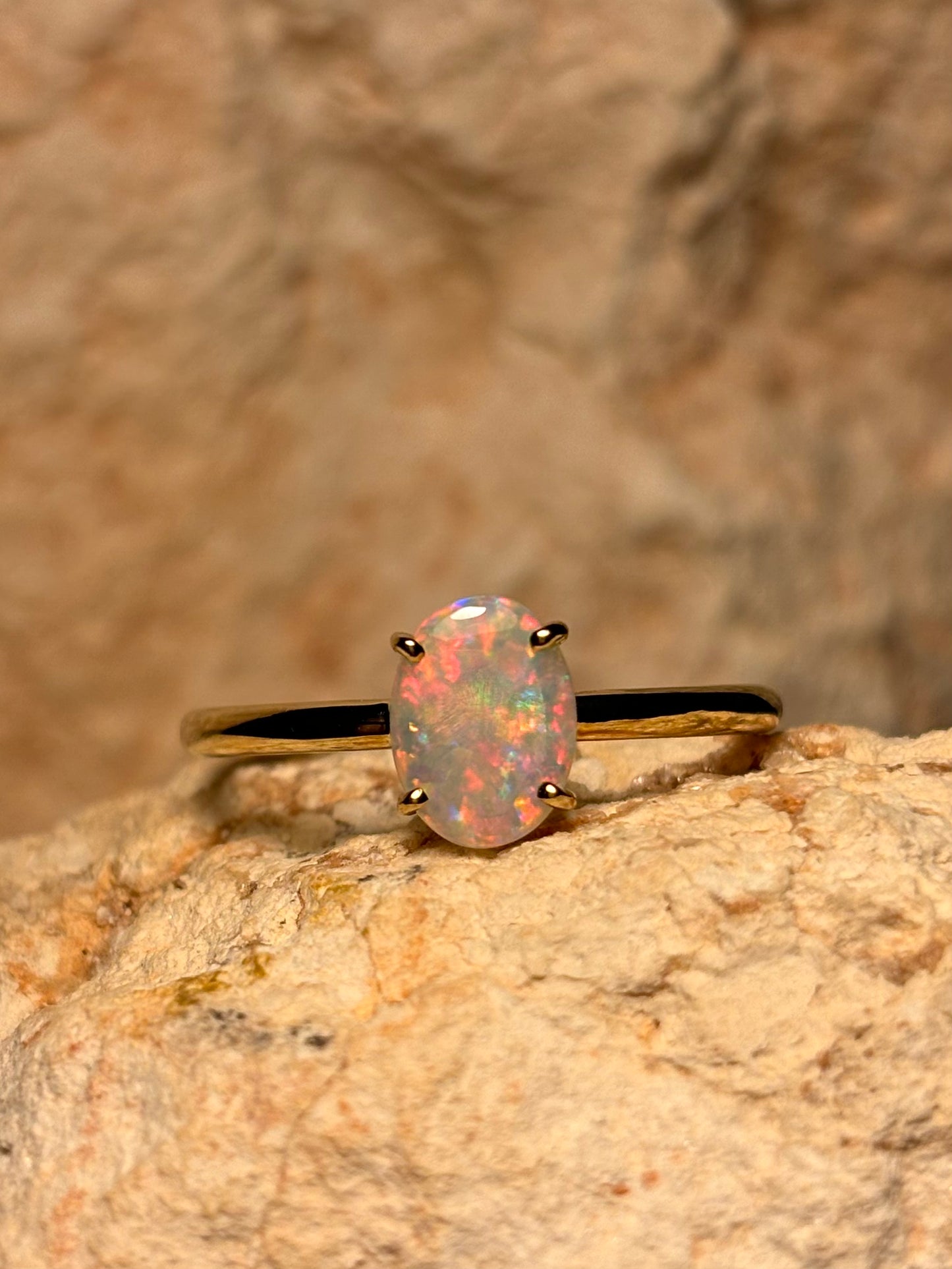 Pink Floral Prong Ring - 9k Gold, Size 9, R 1/2