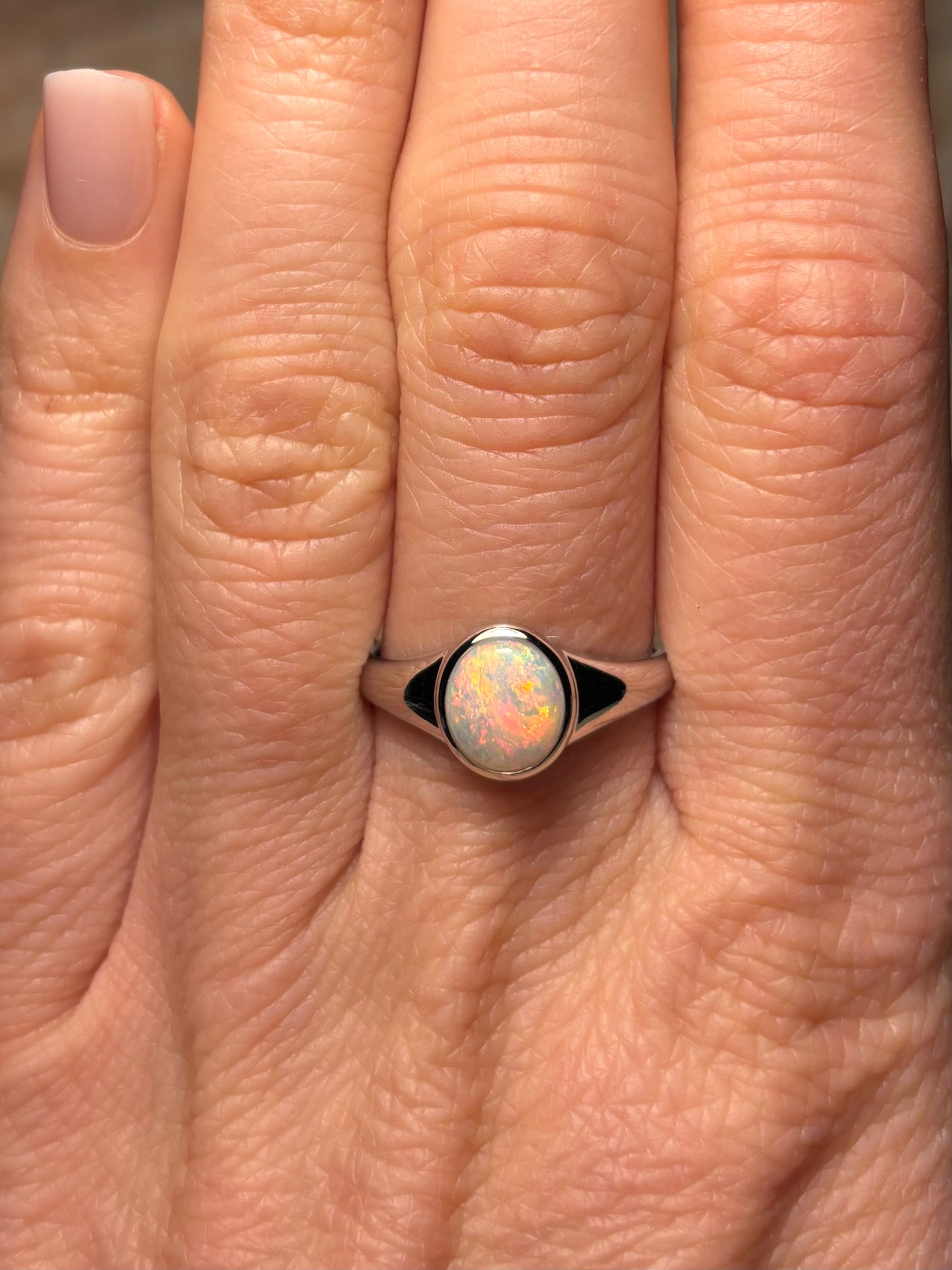 Pink Galah Ring - Sterling Silver, Size 7.25, O