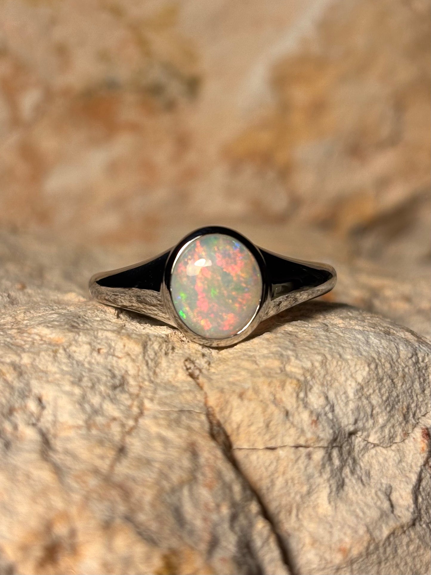 Pink Galah Ring - Sterling Silver, Size 7.25, O
