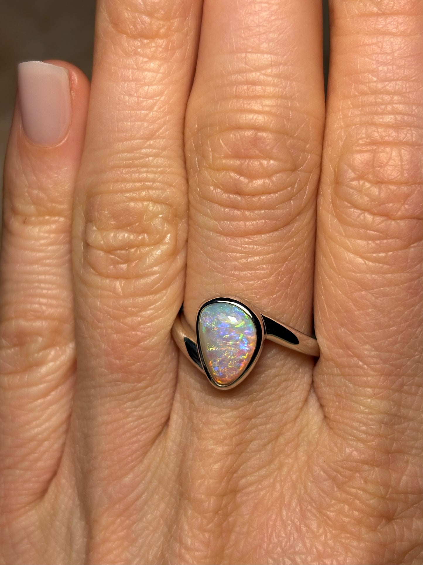 Opal Valley Ring - Sterling Silver Ring, Size 7, O