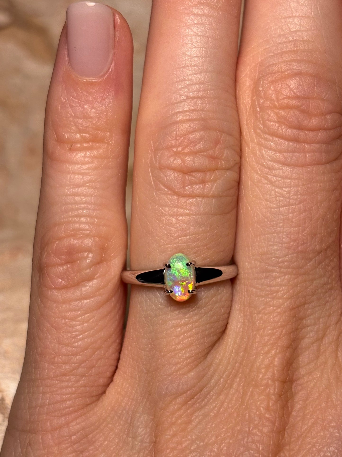 Aussie Aurora Ring - Sterling Silver, Size 4, H 1/2