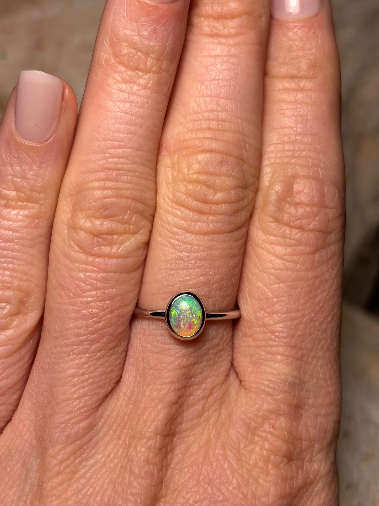 Olympic Green & Gold Ring - Sterling Silver, Size 5.75, L