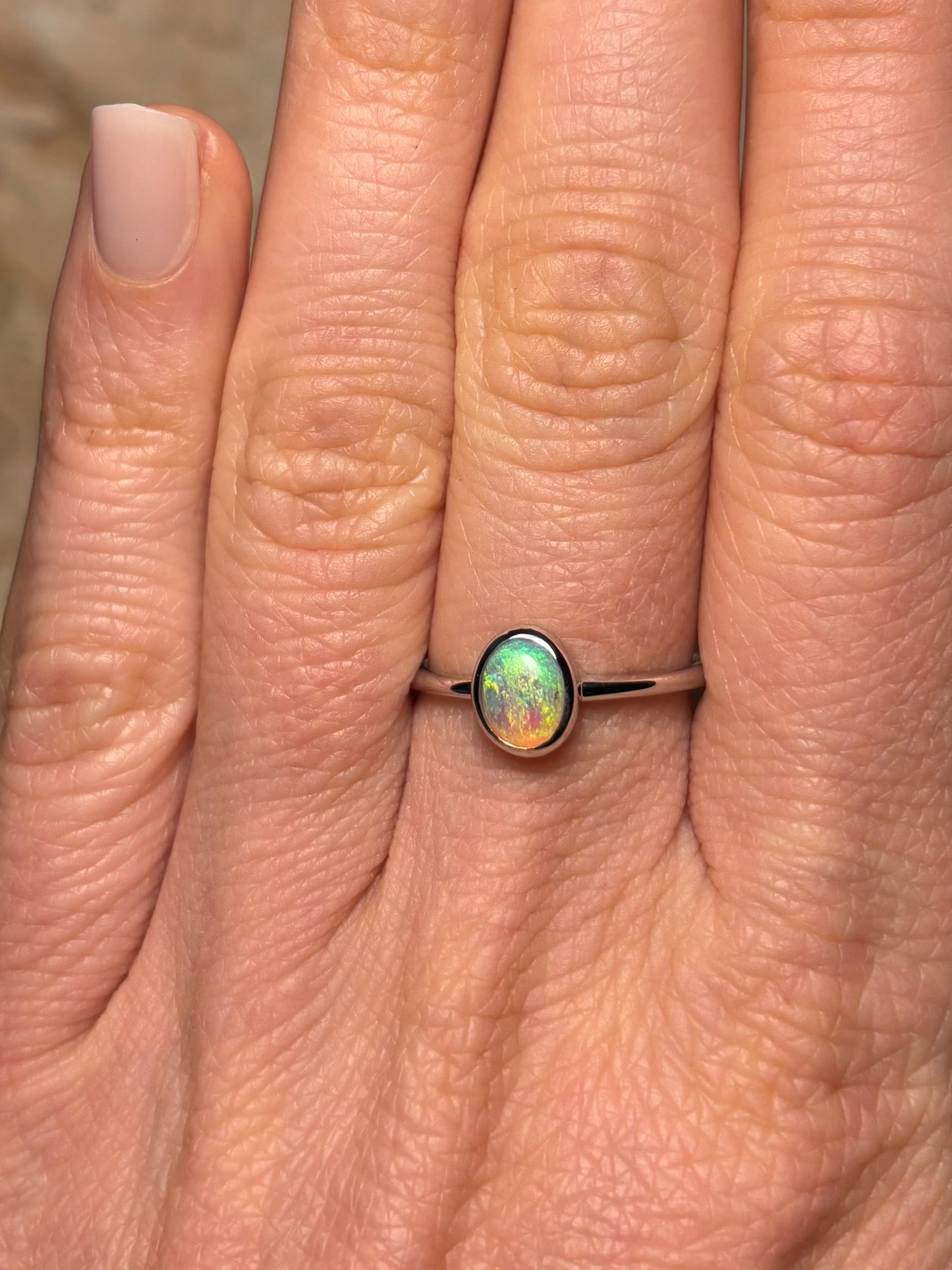 Olympic Green & Gold Ring - Sterling Silver, Size 5.75, L