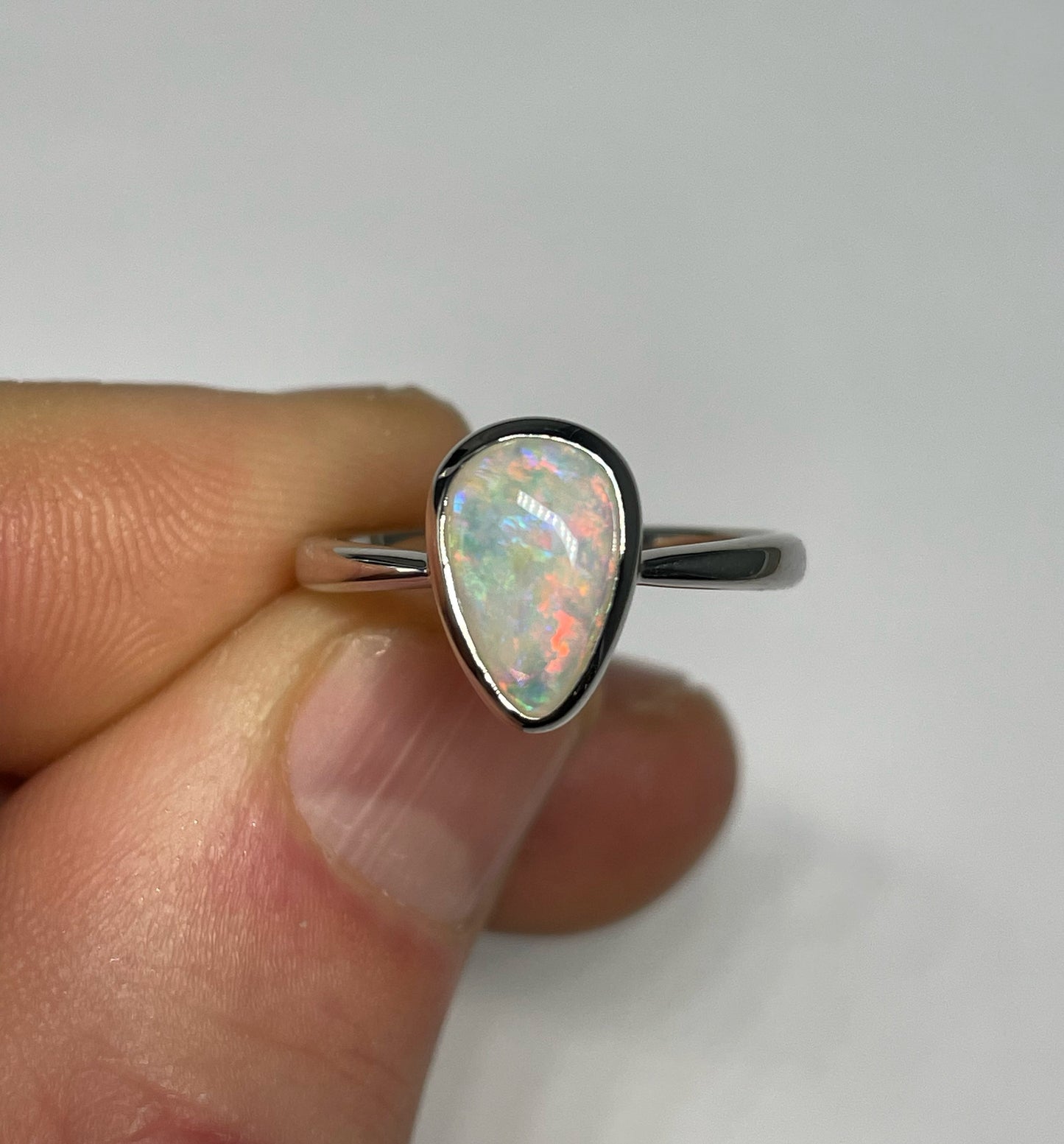 Pink Tear Drop Ring - Sterling Silver, Size 7.5, O 1/2
