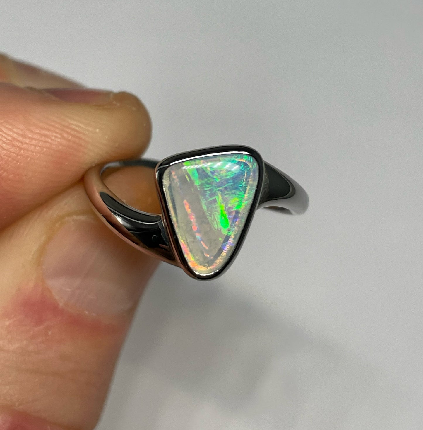 Streaky Rainbow Ring - Sterling Silver, Size 8.25, Q