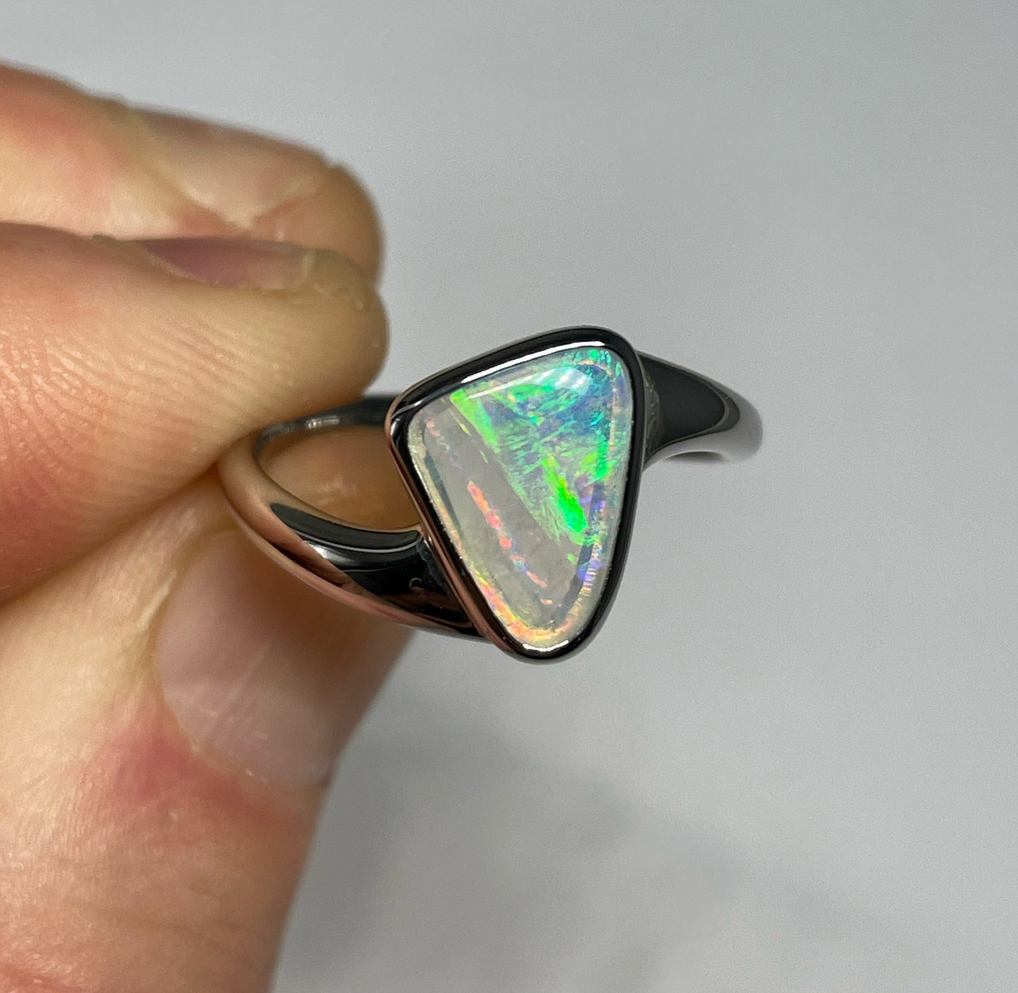 Streaky Rainbow Ring - Sterling Silver, Size 8.25, Q