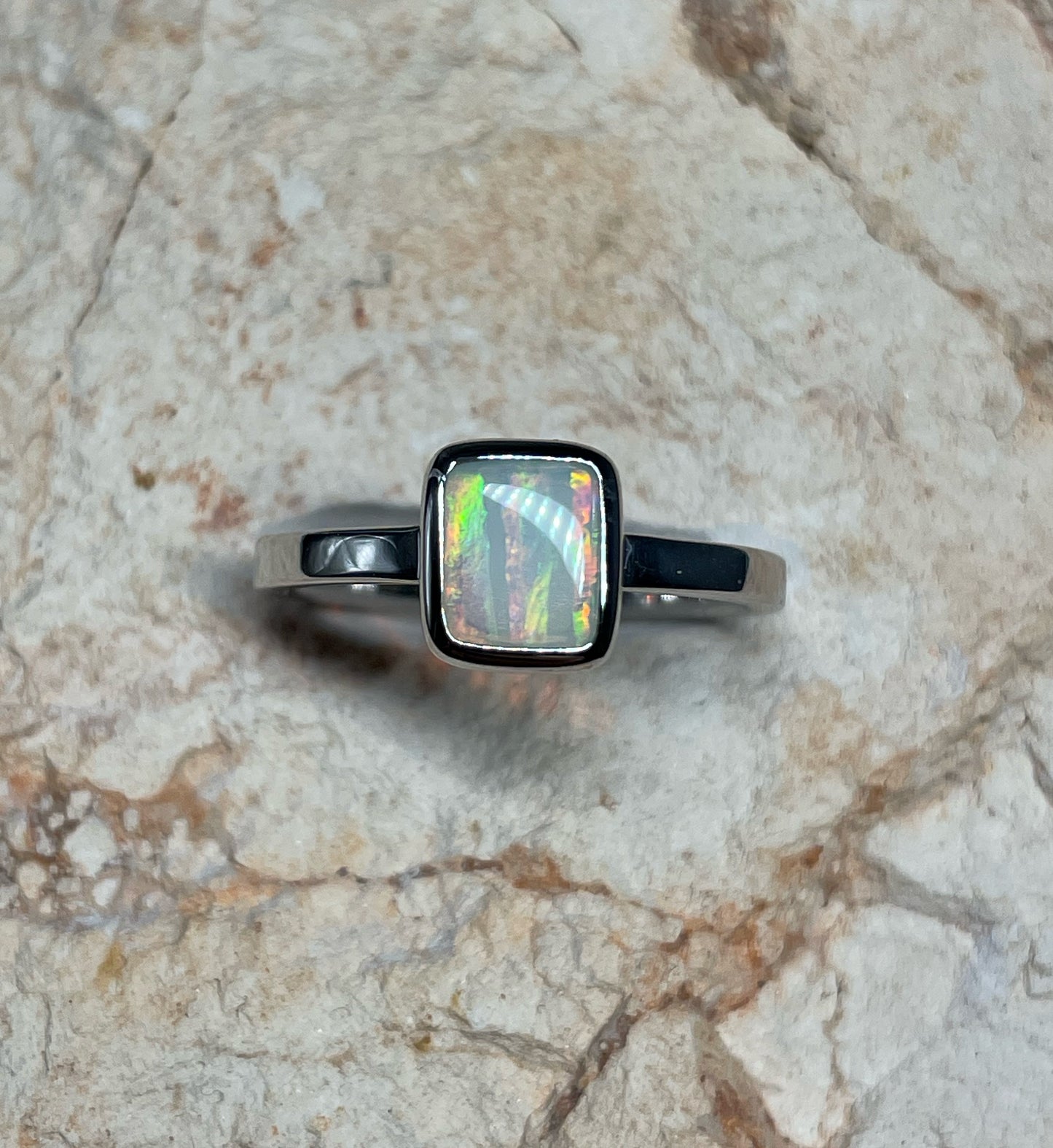 Pastel Rainbow Ring - Sterling Silver, Size 5.5, K 1/2