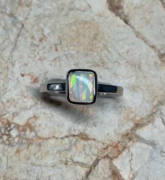 Pastel Rainbow Ring - Sterling Silver, Size 5.5, K 1/2