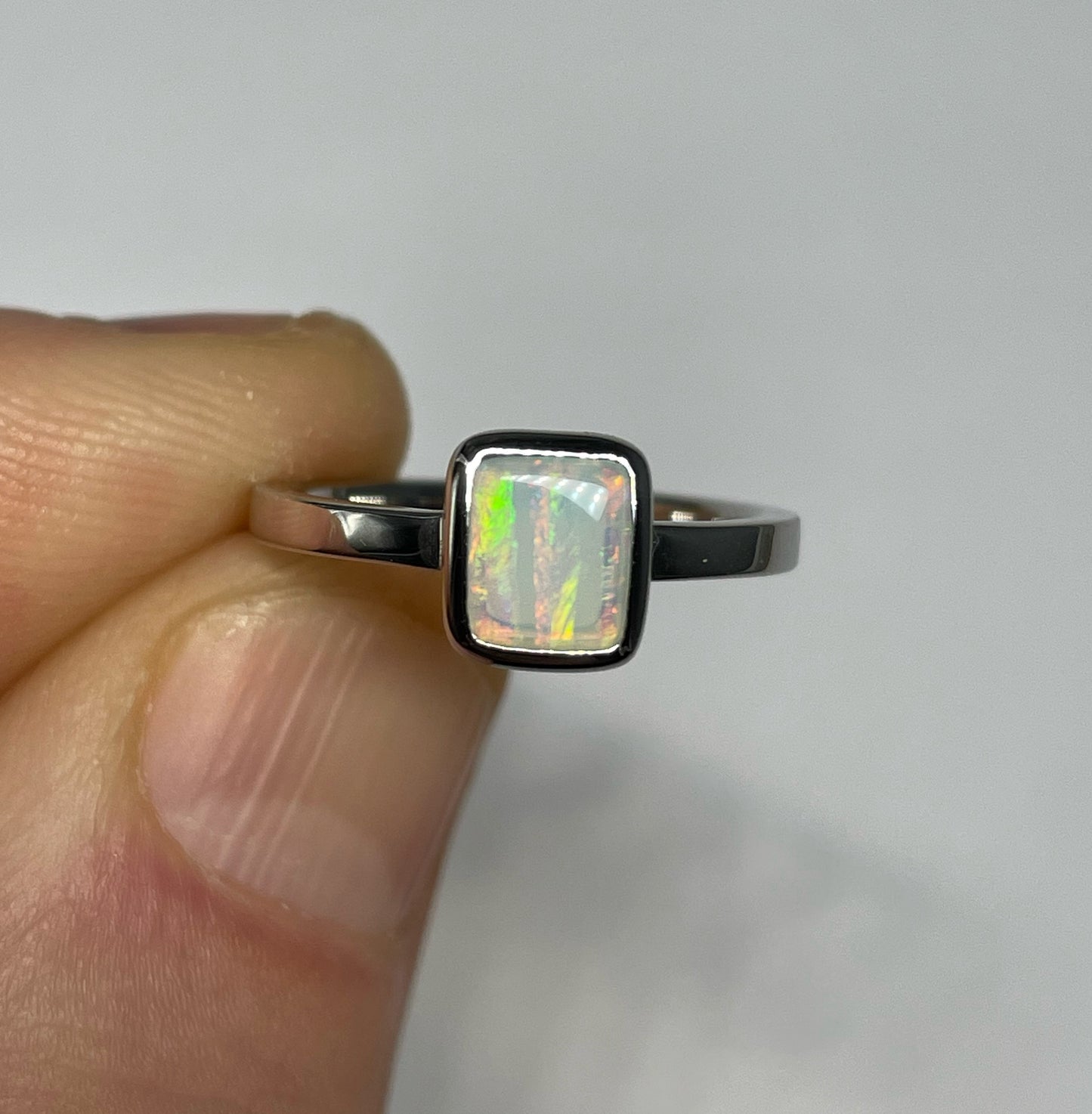Pastel Rainbow Ring - Sterling Silver, Size 5.5, K 1/2