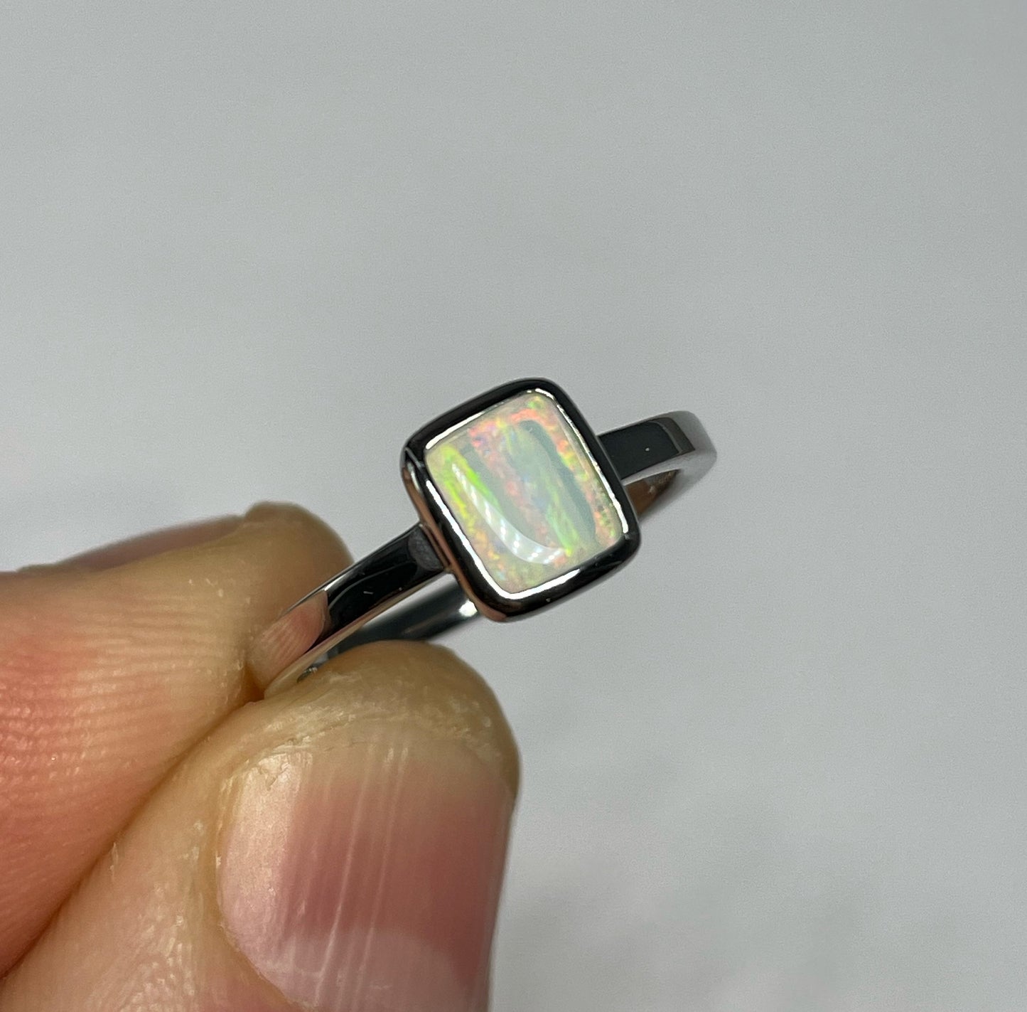 Pastel Rainbow Ring - Sterling Silver, Size 5.5, K 1/2