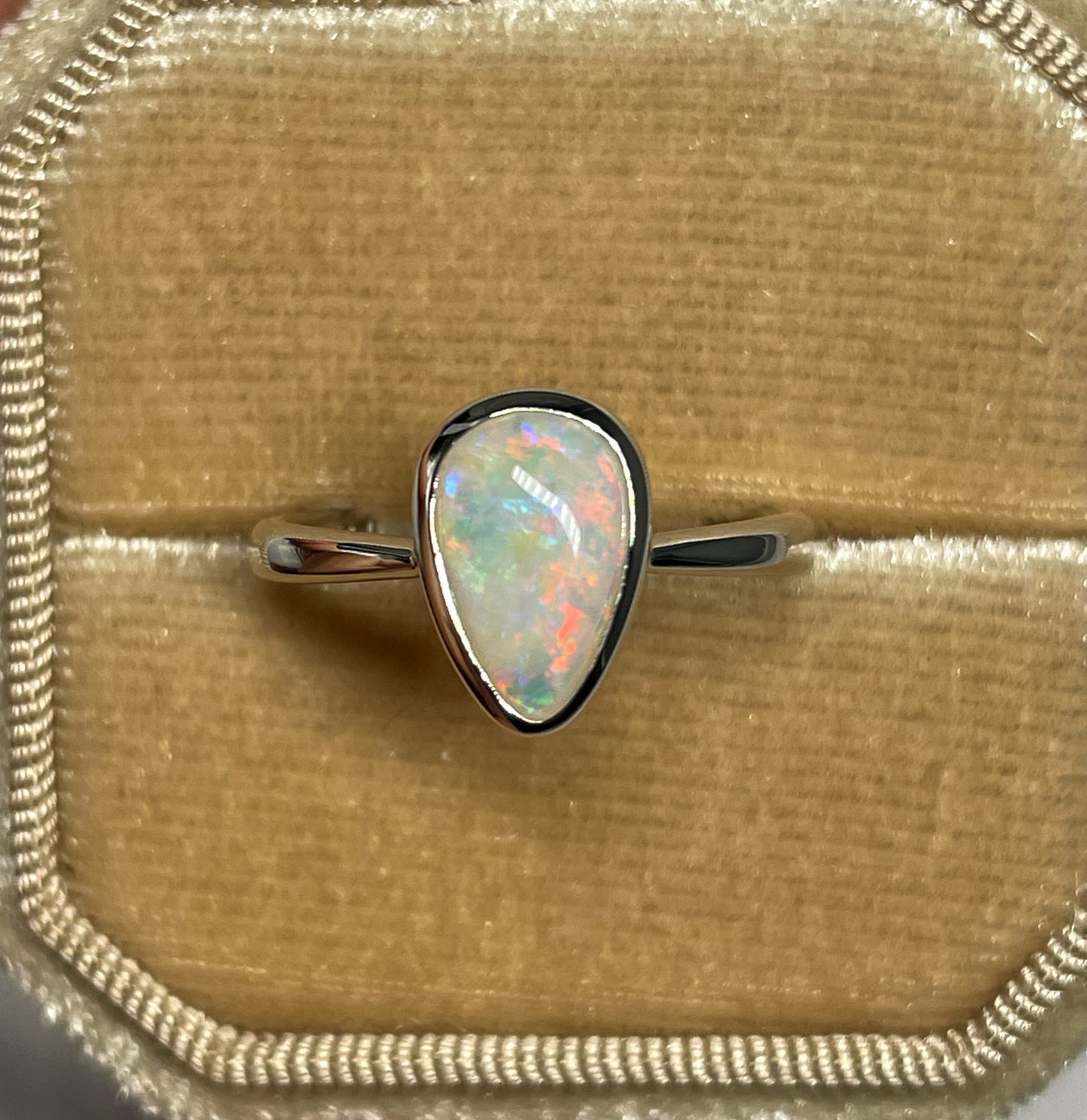Pink Tear Drop Ring - Sterling Silver, Size 7.5, O 1/2