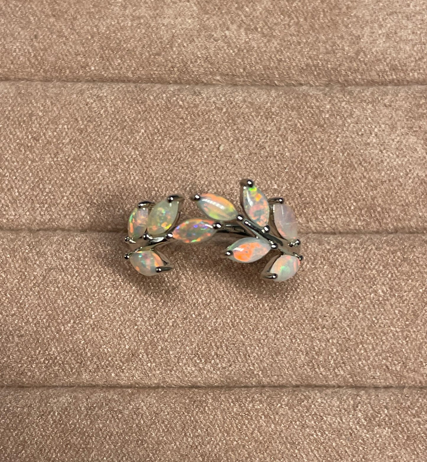 Opal Vine Ring - Sterling Silver, Size 5, K