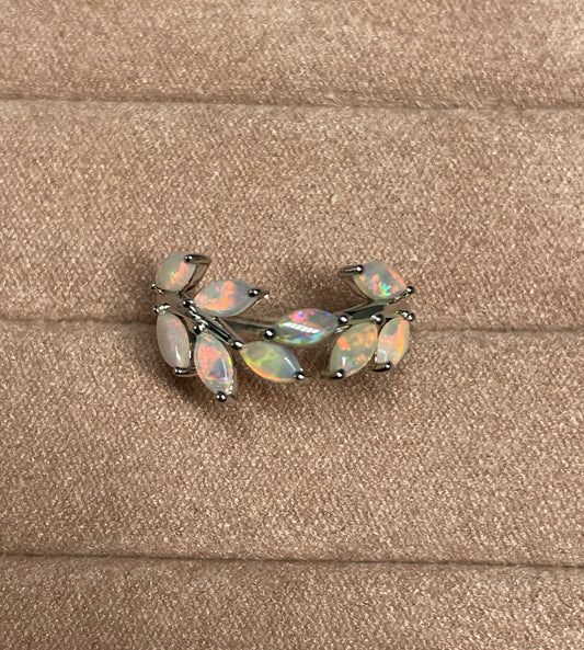 Opal Vine Ring - Sterling Silver, Size 5, K