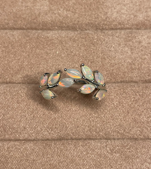 Opal Vine Ring - Sterling Silver, Size 6, M