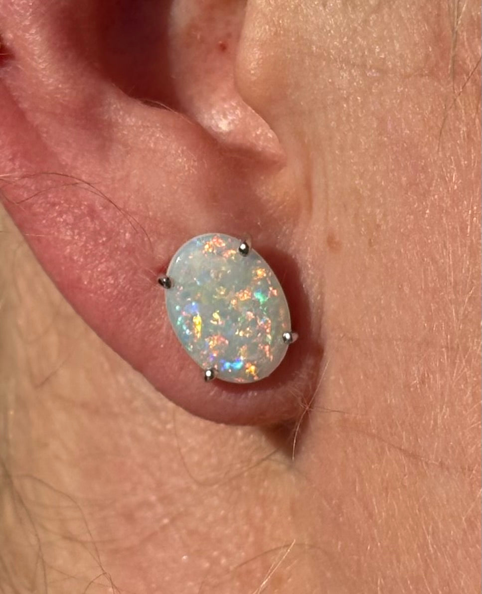 White Confetti Studs -  Sterling Silver