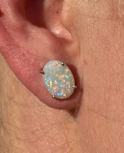 White Confetti Studs -  Sterling Silver