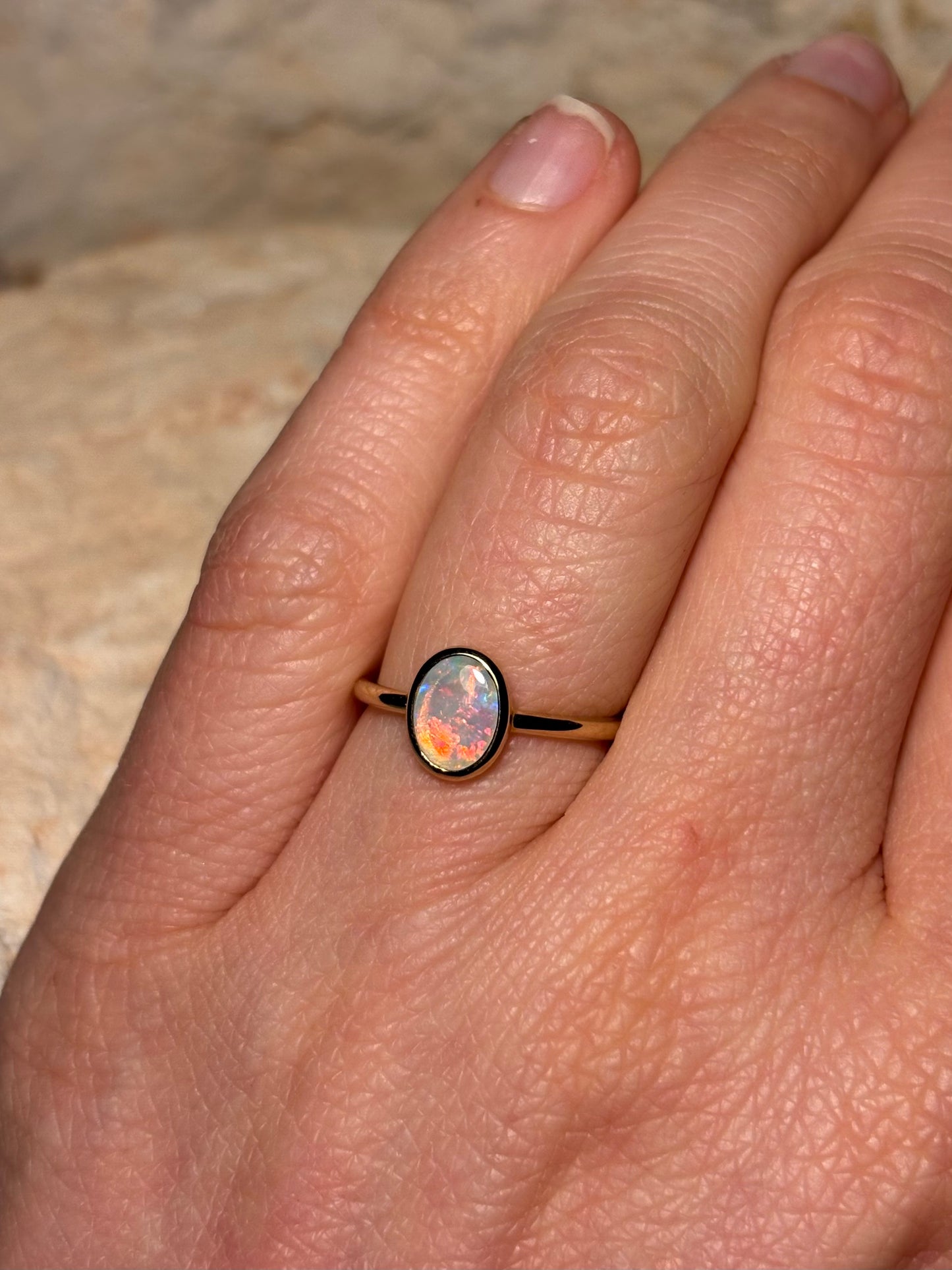 Speckled Pink Ring - 9k, Size 4, H 1/2