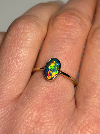 Eclipse Doublet - 9k gold ring, size 5.5, K
