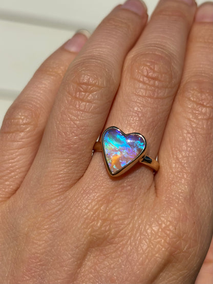 Heart Lagoon Ring- 14k Gold, Size 7, O