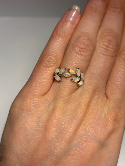 Opal Vine Ring - Sterling Silver, Size 5, K