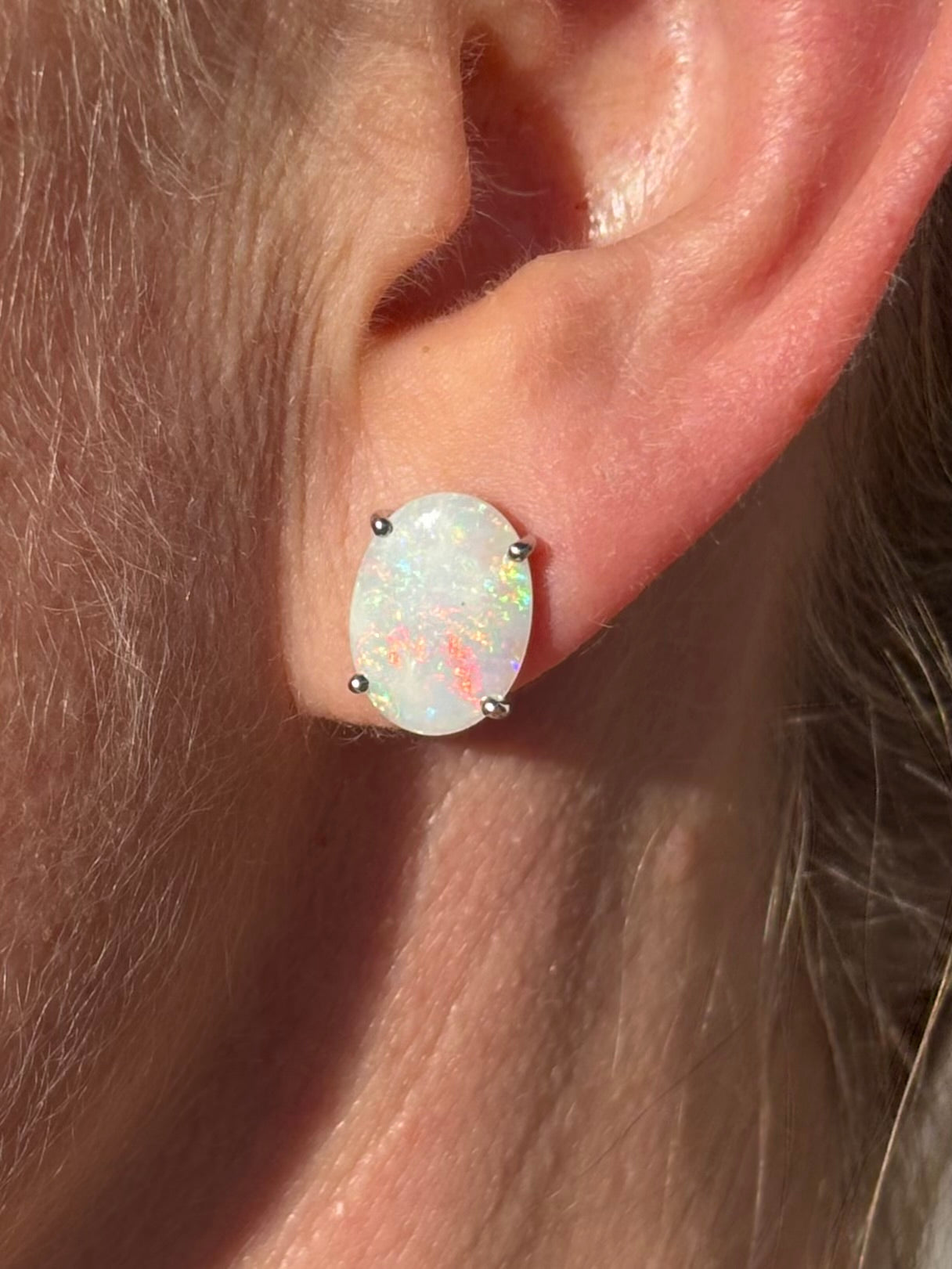 White Confetti Studs -  Sterling Silver