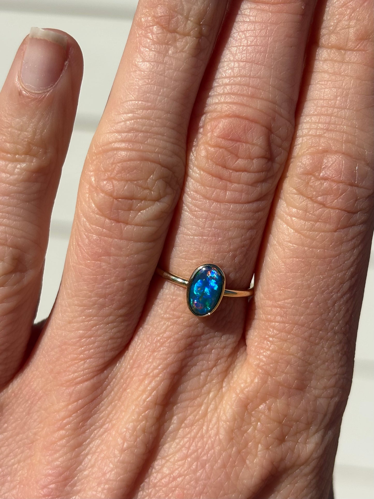 Eclipse Doublet - 9k gold ring, size 5.5, K