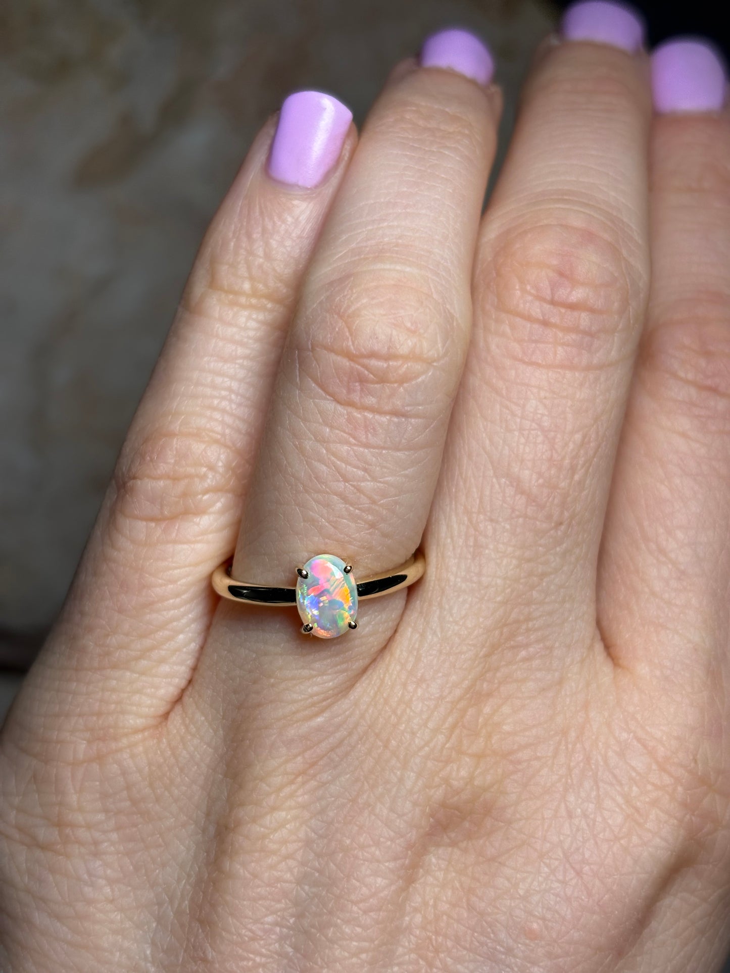 Lucid Opal Ring - 9k gold, size 5, K