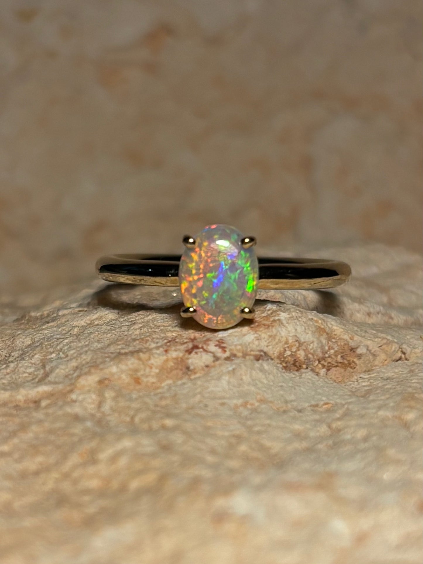 Luminous Opal Ring - 9k, Size 5, K