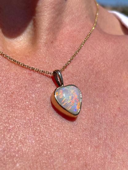 Pink Aurora Heart Pendant - 14k gold