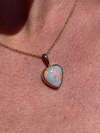 Pink Aurora Heart Pendant - 14k gold