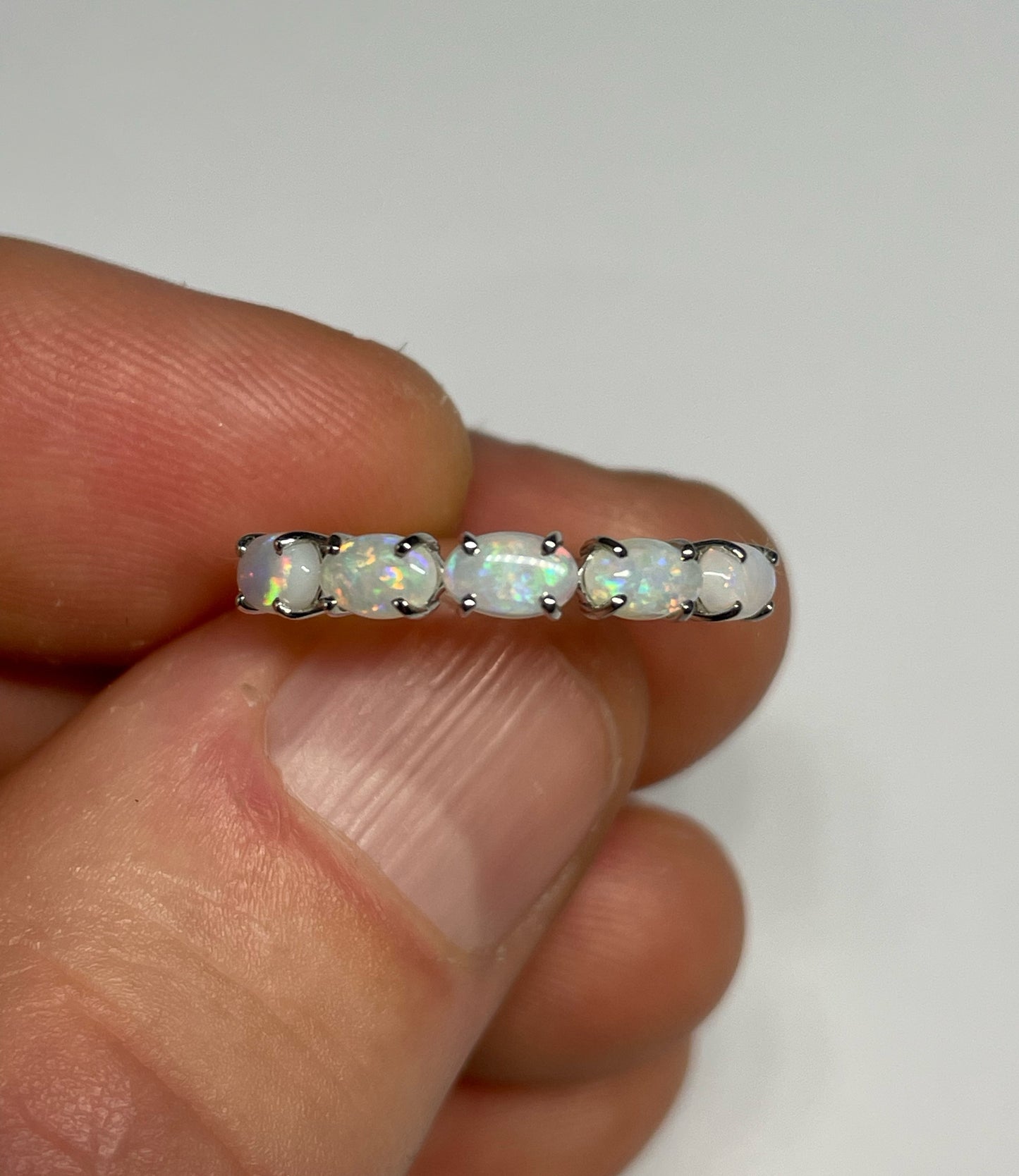 White Opal Glow Ring - Sterling Silver, Size 7.25, O