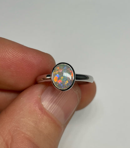 Iridescent Ring - Sterling Silver, Size 5.75, L