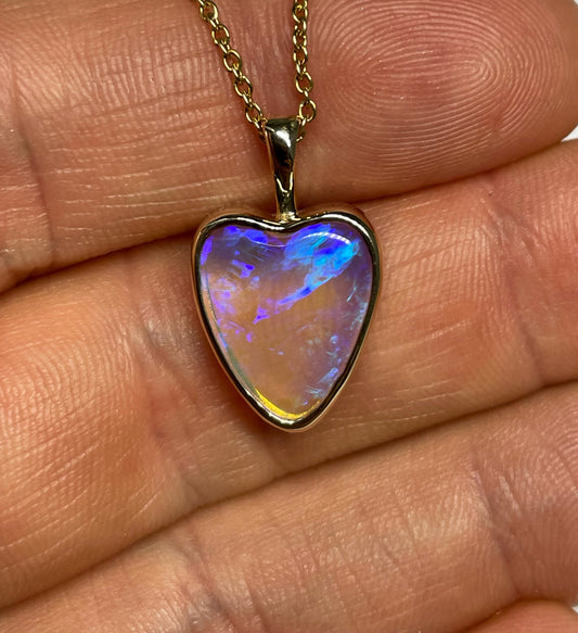 Lavender Heart Pendant - 14k Gold