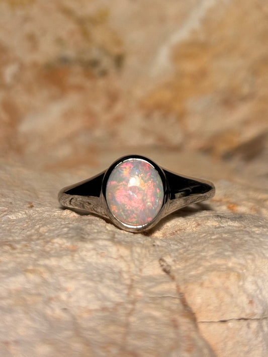 Pink Galah Ring - Sterling Silver, Size 7.25, O