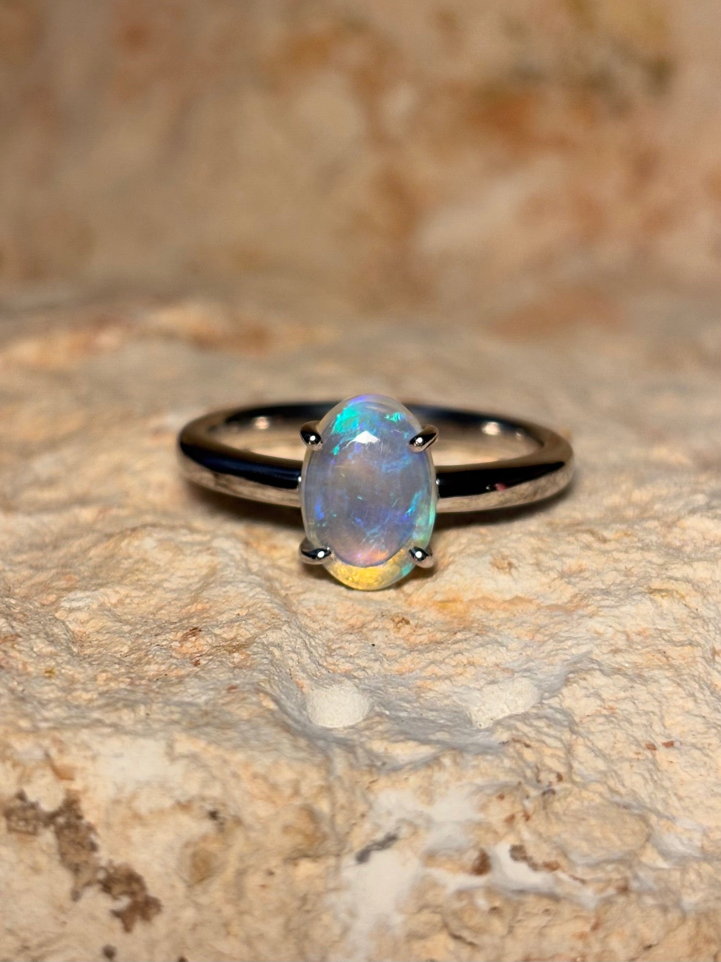 Lagoon Light Ring - Sterling Silver Ring, size 7.25, O