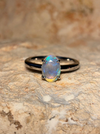 Lagoon Light Ring - Sterling Silver Ring, size 7.25, O