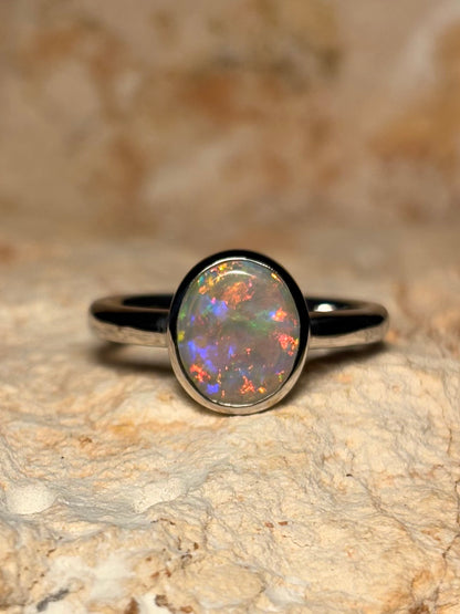 Floral Ring - Sterling Silver Ring, Size 6.5, N
