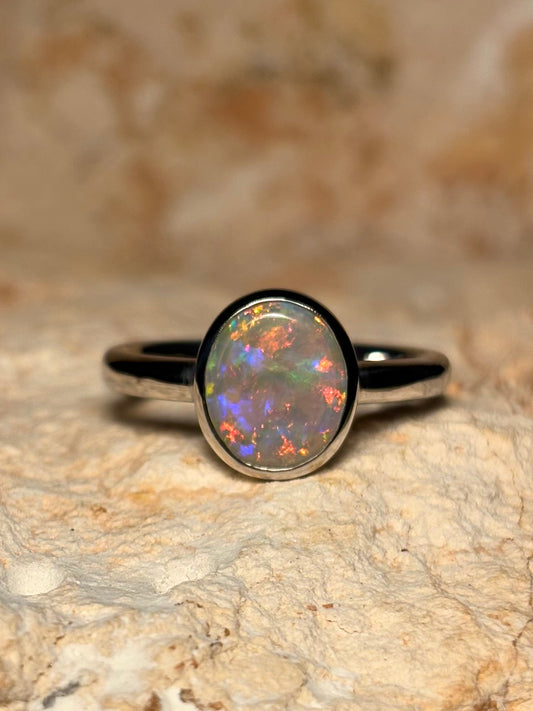 Floral Ring - Sterling Silver Ring, Size 6.5, N