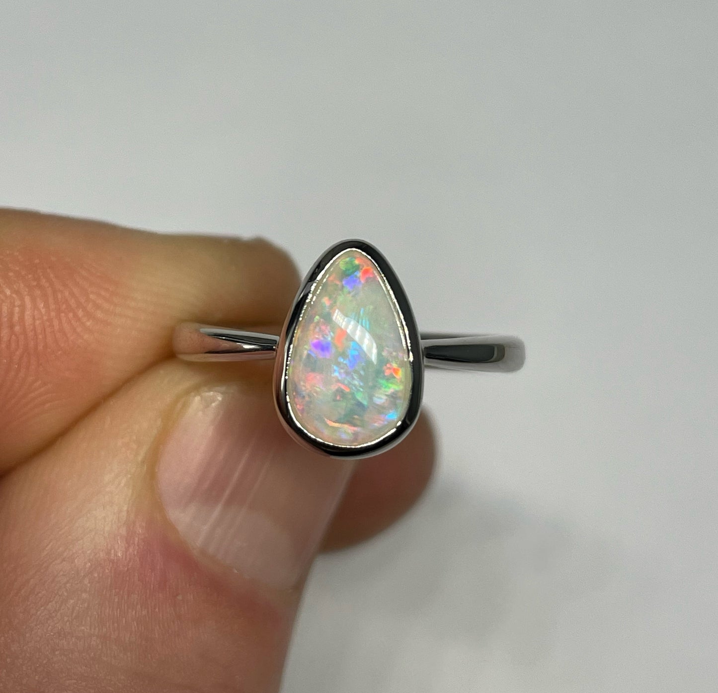 Pink Tear Drop Ring - Sterling Silver, Size 7.5, O 1/2