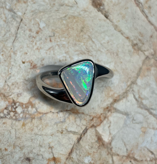 Streaky Rainbow Ring - Sterling Silver, Size 8.25, Q